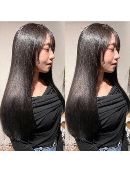 エイム(A-im)の写真/【自然な仕上がり！ワンランク上の艶髪ストレート！ダメージレスな髪質改善縮毛矯正で理想を実現！】