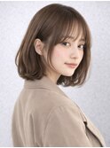 ボブレイヤー ベージュ 顔周りカット くびれヘア 20代