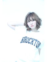 イグレックビス(igrek bis) IGREKBISジグザグバング×ブルージュ×3Dカラー×ミニマムボブ