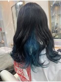 インナーカラー 派手カラー ターコイズブルー