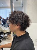 【有坂映哉】メンズニュアンスパーマ/黒髪マッシュ/スパイラル