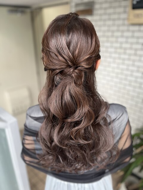 ハーフアップ ヘアセット ヘアアレンジ 結婚式ヘア 花嫁