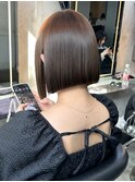 髪質改善 ボブ 切りっぱなしボブ 縮毛矯正 ベージュカラー 美髪