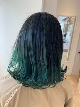 サロウィン 名古屋本山店(SALOWIN) バレイヤージュ/グリーン/外ハネ/本山/名古屋/東山線本山