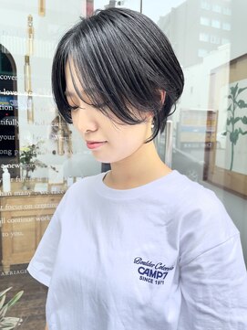 ヌード(NUDE) NUDE前髪カットハンサムショート シースルーバング黒髪ショート