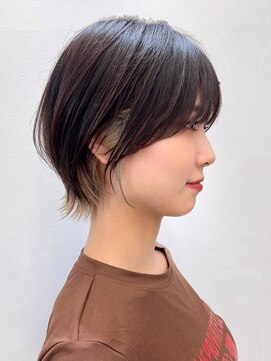 メルバイグラフ 梅田(mel by GRAFF) ショートカットxひし形ショートボブ×前髪あり20代30代40代