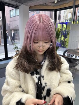 ルーツカラー/ピンク×ブラウン