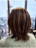 大人ウルフ/白髪ぼかしハイライト/外ハネミディ #武蔵小山美容室