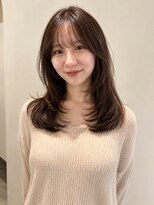 ユニバイリサ 天神大名店(uni by risa) レイヤーカット 韓国ヘア モカブラウン サイドバング 前髪カット