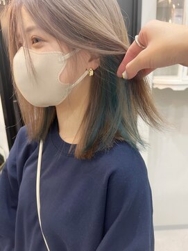 カモン(CAMON) beige × Blue   ブリーチカラー