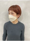 オレンジブラウン×ショートバング