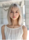 ミディアム20代30代40代カールセミディシアーカラー姫カット美髪