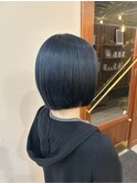 丸みボブ×ブルーブラック