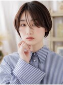 小顔補正カットうざバング透明感丸みショートa大宮20代30代40代