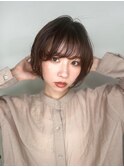 斜めバングココアブラウン小顔ボブショートp1上尾20代30代40代