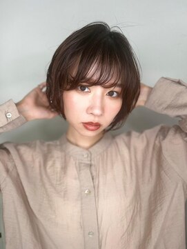 カバーヘア ブリス 上尾西口店(COVER HAIR bliss) 斜めバングココアブラウン小顔ボブショートp1上尾20代30代40代