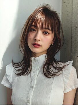 くびれヘア　ミディアムレイヤー【TELA　HAIR取手】