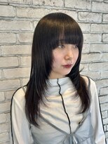 ブラウン(Brown)&nbsp;フェイスレイヤーウルフ×艶髪カラー