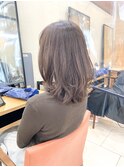 【脱白髪染め】モカブラウンくびれミディアム40代ヘアスタイル