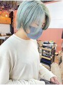 ケアブリーチミントベージュカラーハンサムショートボブミニボブ