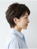 40代/50代/60代ひし形小顔ショートボブ絶壁解消白髪ぼかし△46