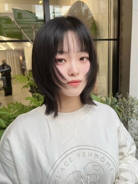 サンド 大阪梅田(sand) オリーブグレー/ココアベージュ/クラゲヘアー/顔まわりレイヤー