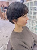 ボブからショートへ黒髪マッシュショート