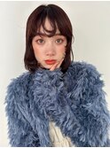 前髪パーマでアレンジスタイル/黒髪もかわいい