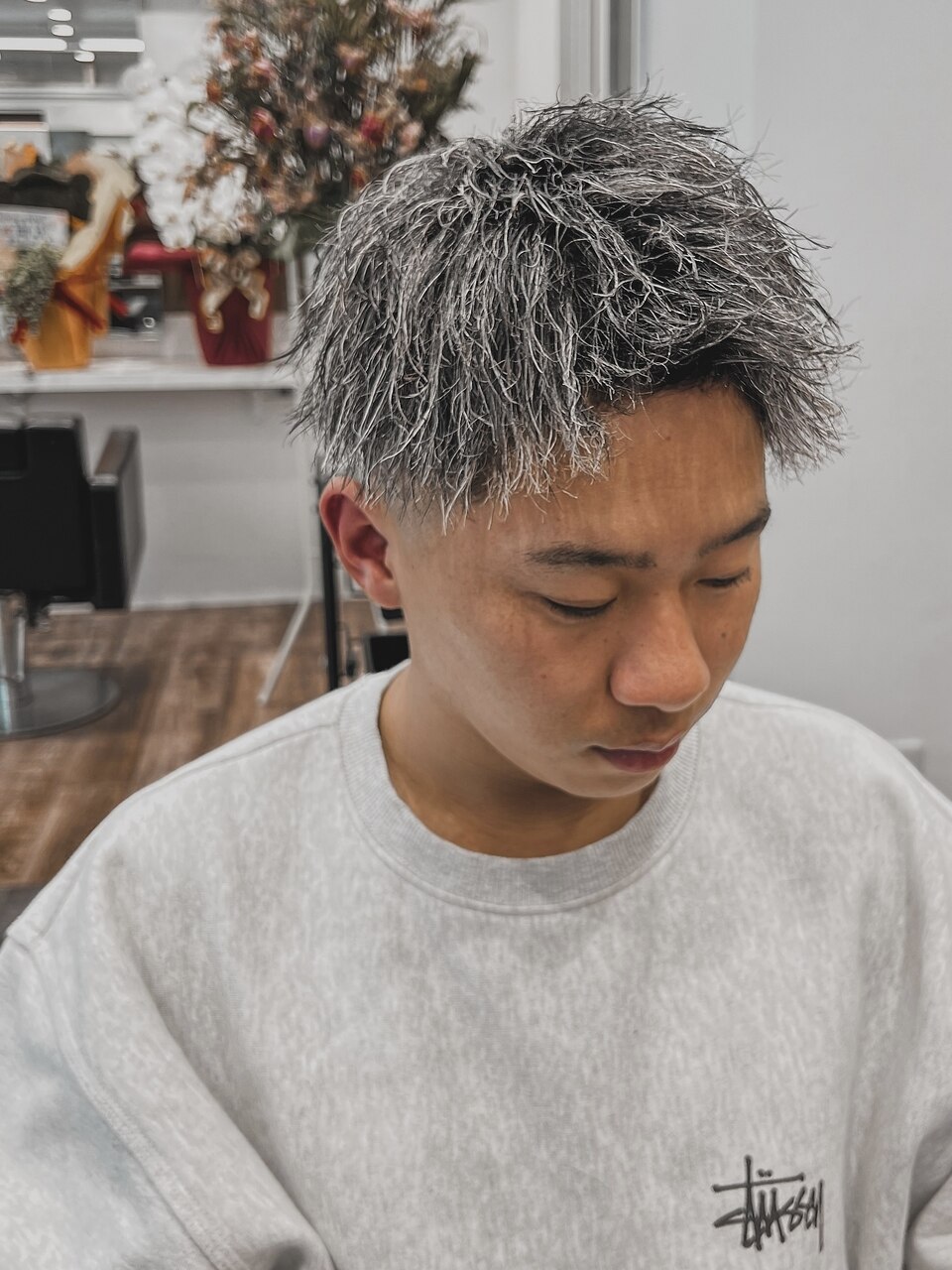 あ*き様 ハイツイストプライスプルオーバー nofl】ガス強撚ガーゼフライスハイネック長袖プルオーバー