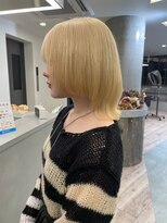ハイトーンカラータッセルボブ長めボブ顔まわりレイヤーボブ30代