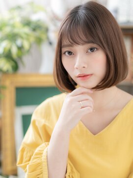 カバーヘア イヴ 戸頭店(COVER HAIR EVE) 斜めバンググレーベージュ前下がりくびれボブh3戸頭20代30代40代