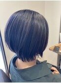 パープルアッシュで大人ショート