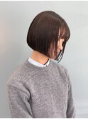 【ミニボブ】切りっぱなしボブ/アッシュグレー/赤み消しカラー
