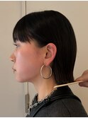 #ぱつっとボブ#切りっぱなし#耳かけボブ/岸本 理希