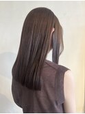 大人可愛いシフォンベージュブリーチなし透明感ロング