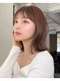 大人ボブ銀座レイヤーカット有楽町ミディアムボブベージュ