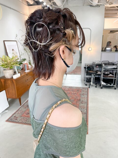 金箔×水引×ショートボブヘアセット