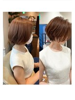 大人可愛い小顔ひし形クビレ丸み20代30代40代大人ショート(蘭)