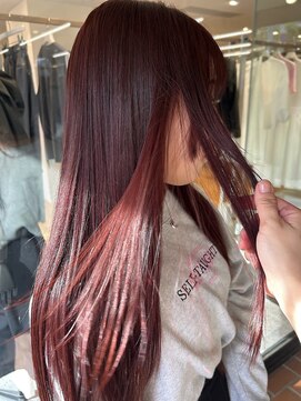 ノラ ヘアーサロン(NORA HAIR SALON) 【大久保】ケアブリーチ、ワインレッドカラー