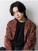 センターパート　ニュアンスパーマ