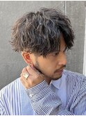 調布ツイストスパイラルパーマメンズパーマセンターパート強め