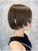切りっぱなしボブフェイスレイヤーイメチェンアッシュブラウン