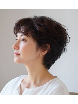 ラクレール 五香 ナチュラルブラウンハッシュボブ×白髪染めで美シルエット/五香