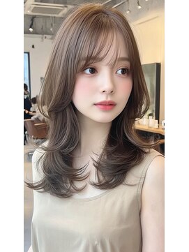 レス(Les.) ハッシュカットミディアムレイヤーくびれヘアダークグレー