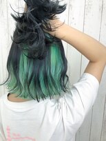 プログレス つくば店(PROGRESS by ヂェムクローバーヘアー) ハーフアップしても可愛い☆ターコイズグリーンのインナーカラー