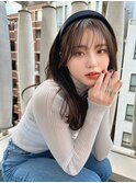 ラベンダーアッシュ_くびれレイヤーシースルーバング韓国