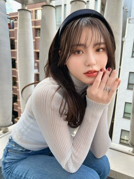 ノク(nok) ラベンダーアッシュ_くびれレイヤーシースルーバング韓国