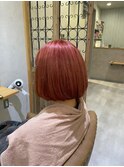 切りっぱなしボブ/コーラルピンク