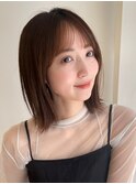 切りっぱなしボブタッセルボブ束感前髪こなれミディ外ハネ