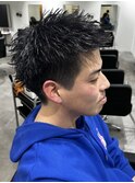 メンズアップバングショートツーブロックスパイキー刈り上げ